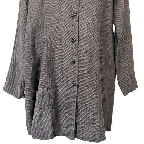 Flax by Jeanne Engelhart Linen Longline Striped Lagenlook Jacket - Picture 3 of 10